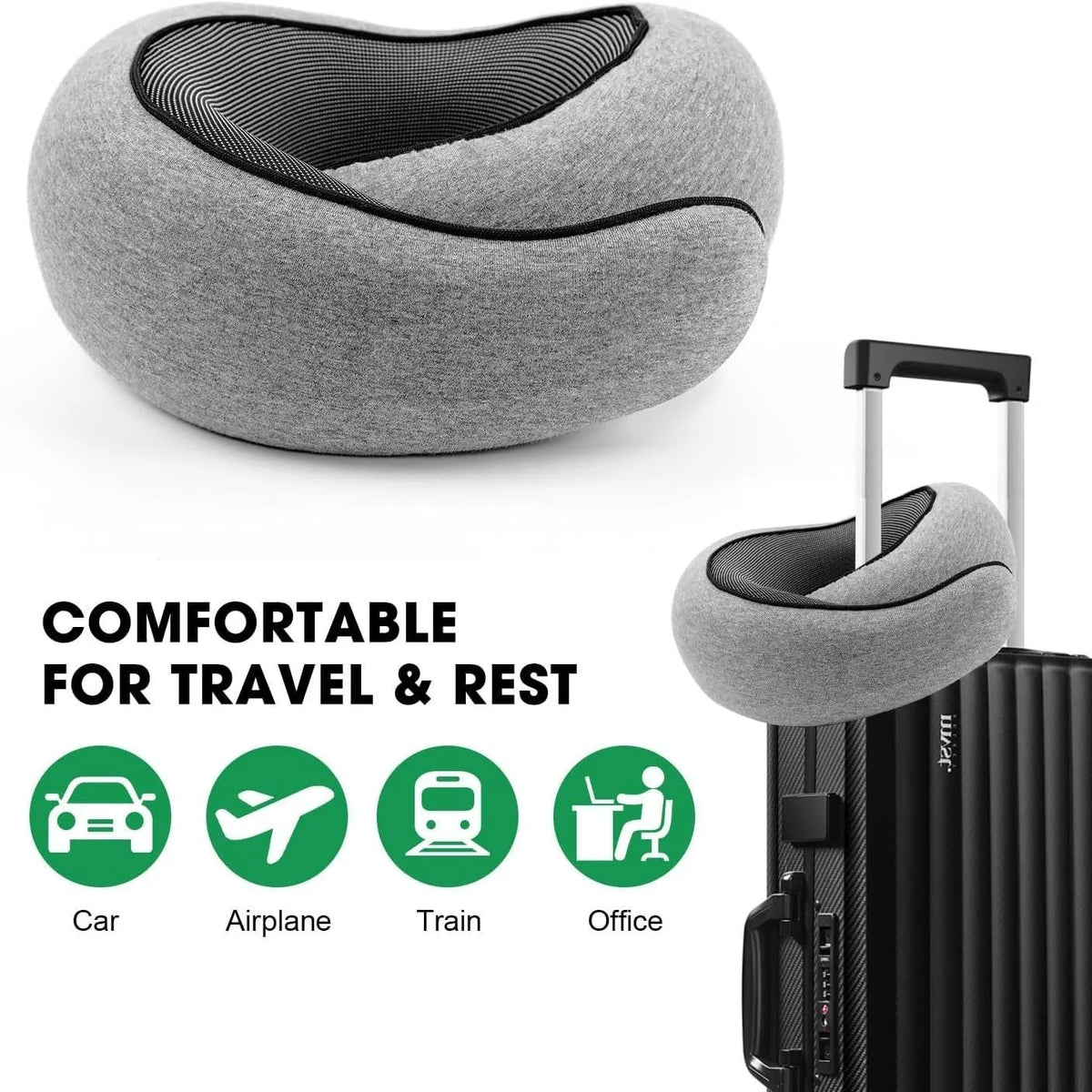 Travel Neck Pillow – Memory Foam U-Shaped Comfort Support