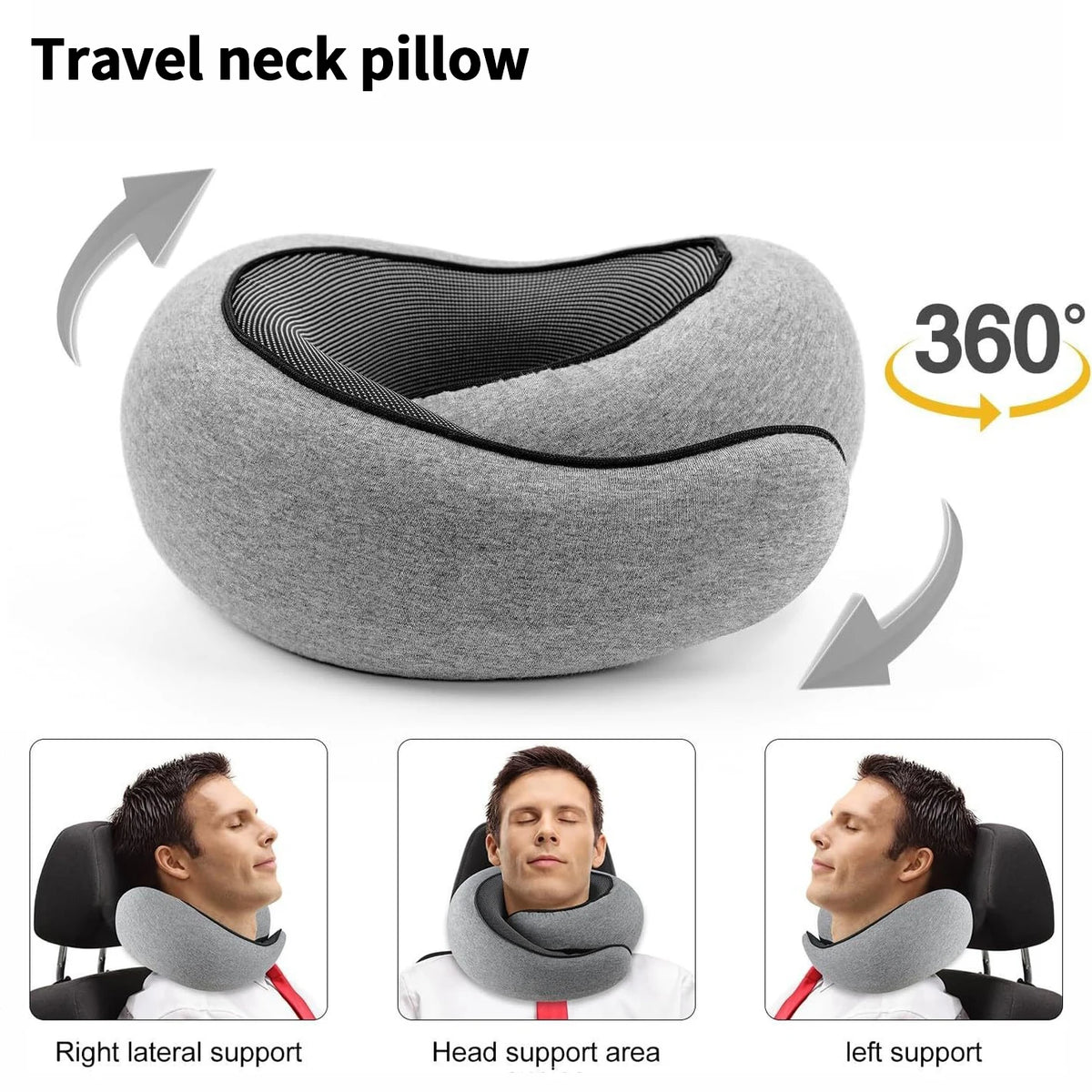 Travel Neck Pillow – Memory Foam U-Shaped Comfort Support