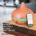 500ml Ultrasonic Aroma Diffuser – Wood Grain Humidifier with Remote & 7 LED Colors