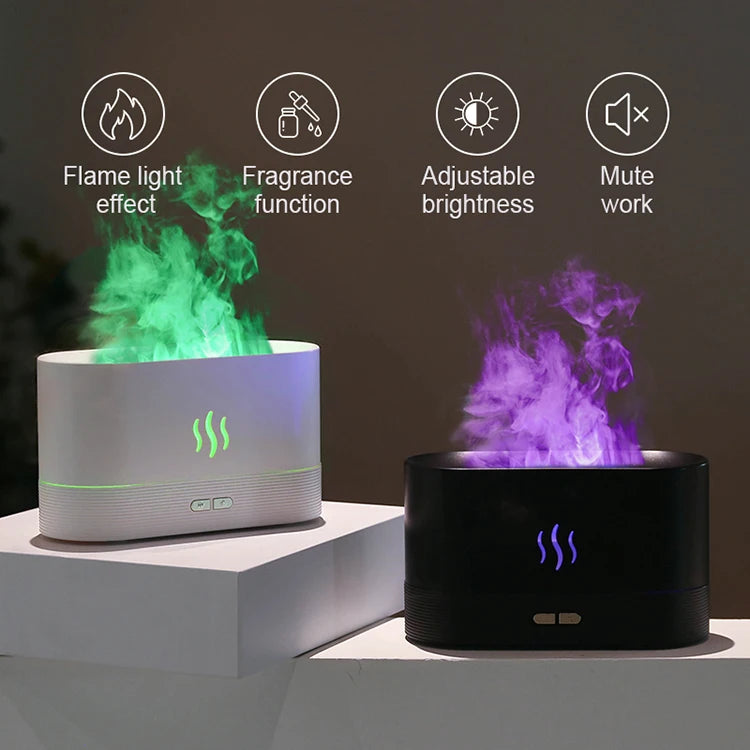Kinscoter Flame Aroma Diffuser – Ultrasonic Cool Mist Humidifier with LED Light