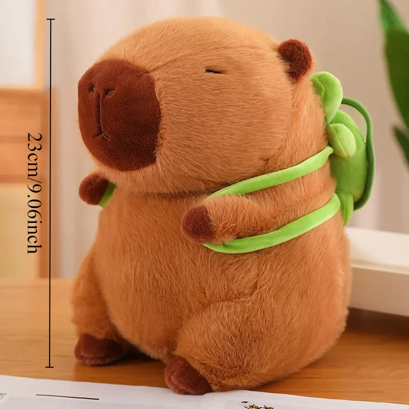 Capybara Plush Toy Set – Mommy with 4 Baby Capybaras & Turtle Backpack
