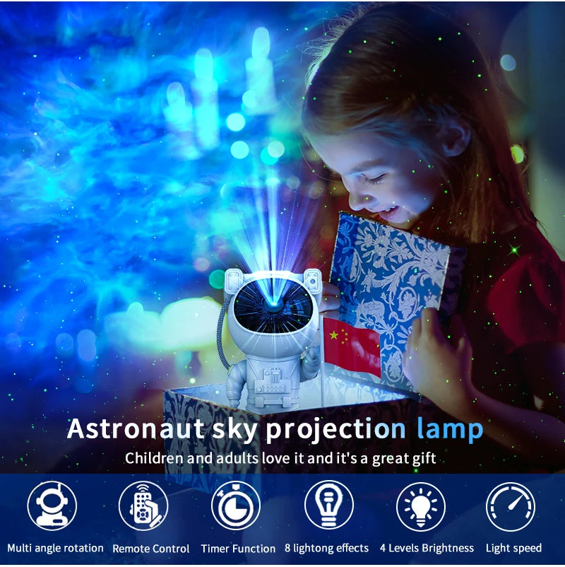 Astronaut Galaxy Projector – 360° Star & Nebula Light with Remote Control