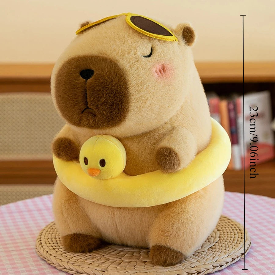 Capybara Plush Toy Set – Mommy with 4 Baby Capybaras & Turtle Backpack