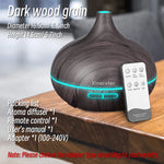 500ml Ultrasonic Aroma Diffuser – Wood Grain Humidifier with Remote & 7 LED Colors