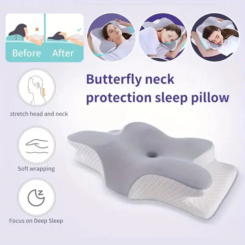 Butterfly Memory Foam Pillow – Orthopedic Cervical Pain Relief Support