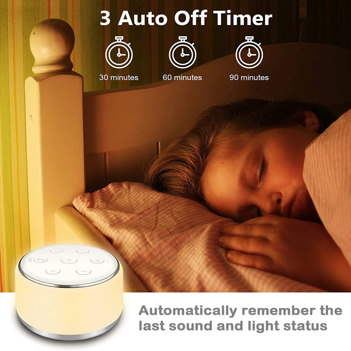 White Noise Machine – 7-Color Night Light with 34 Sleep Sounds