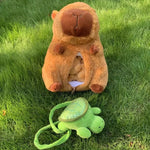 Capybara Plush Toy Set – Mommy with 4 Baby Capybaras & Turtle Backpack