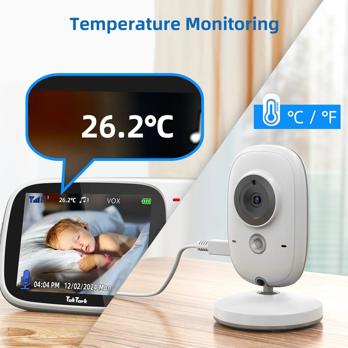 Wireless Video Baby Monitor – 3.2" Screen with Night Vision & Two-Way Audio