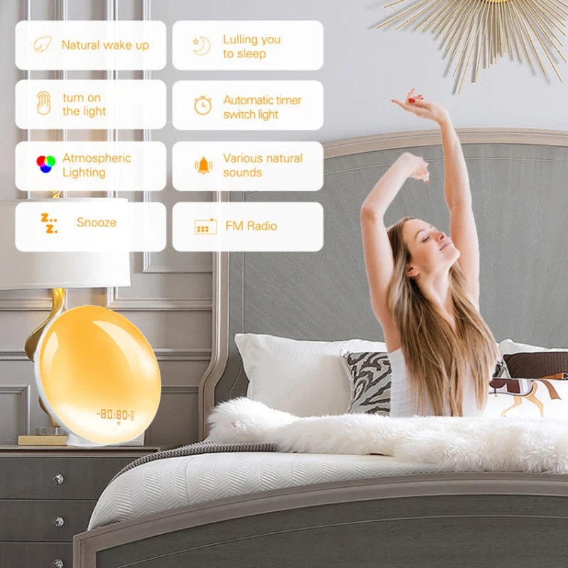 Sunrise Alarm Clock – Wake-Up Light with FM Radio & 7 Colors