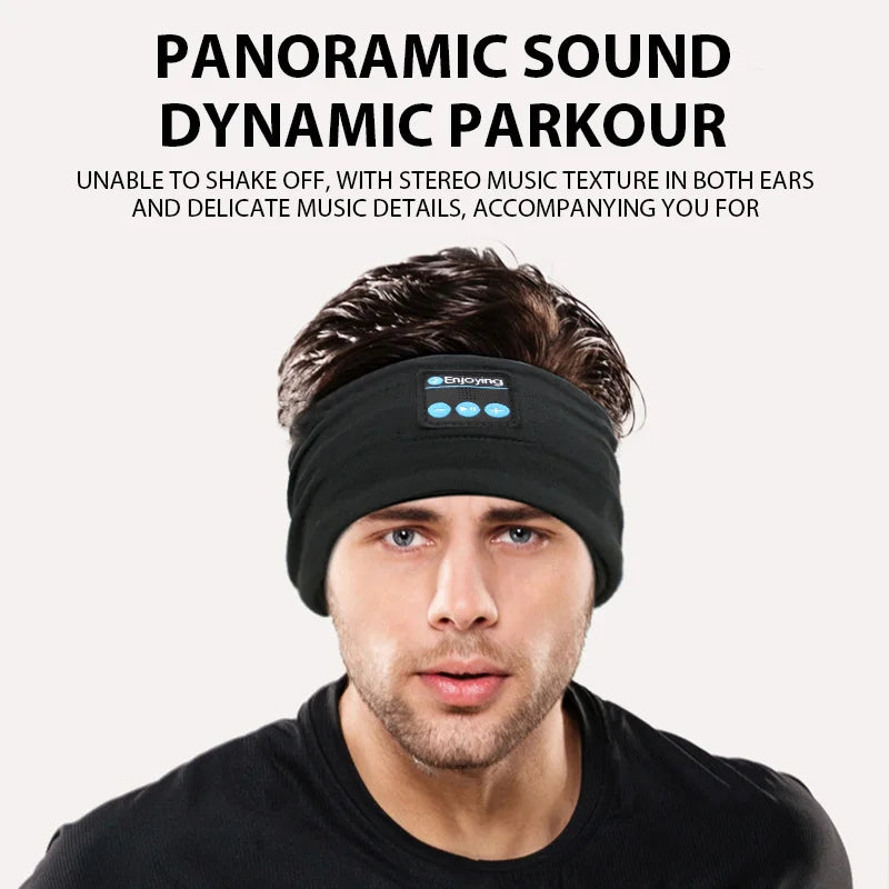 Wireless Bluetooth Headband Sleeping Headphones Sports Earphone/Headscar Music Hat with HD Stereo Speakers Eye Maskfor Side Sl