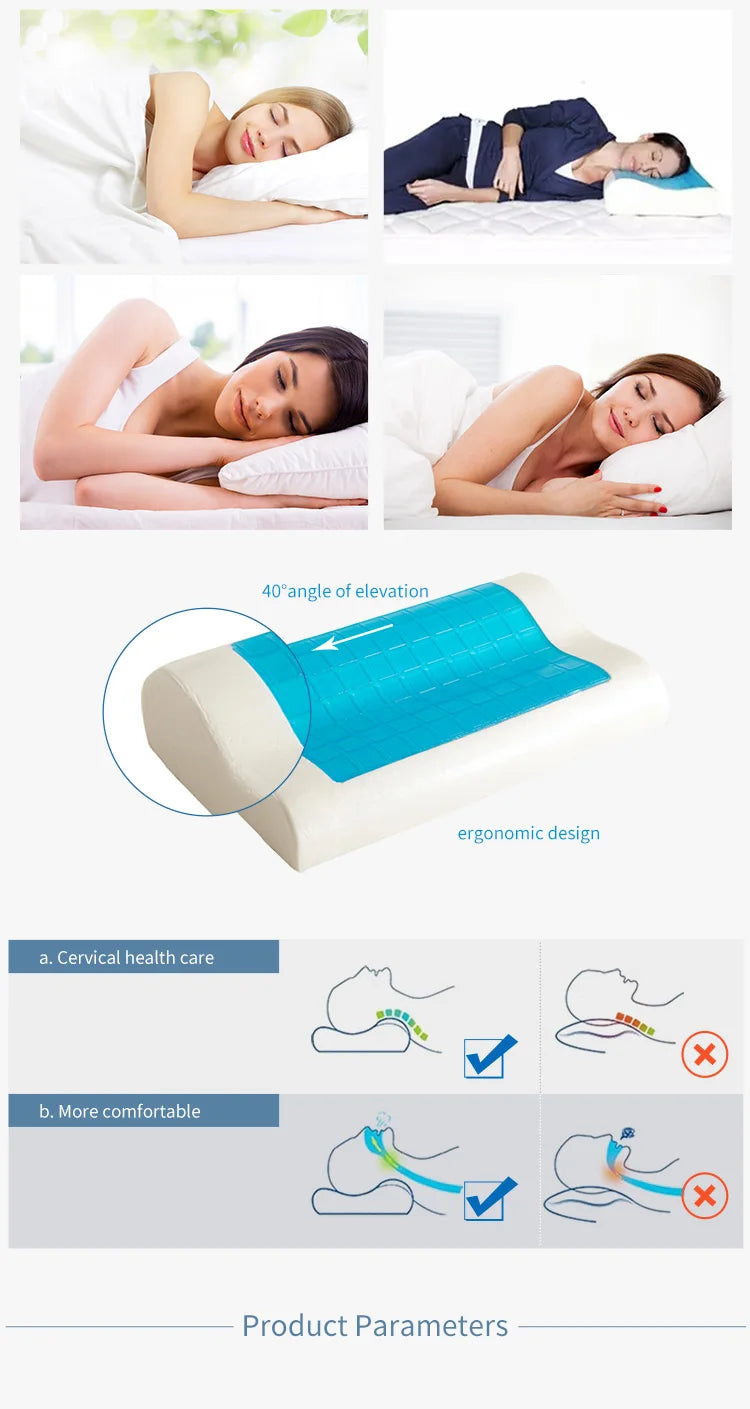 Cooling Gel Memory Foam Pillow – Orthopedic Cervical Support for Comfortable Sleep