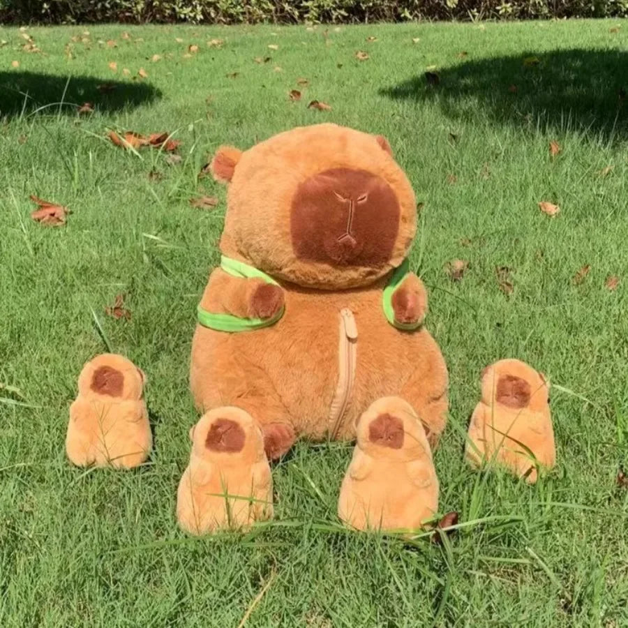 Capybara Plush Toy Set Mommy with 4 Little Capibaras Capibala Plushie Dolls Stuffed Animal Pillow Turtle Backpack Car Decor