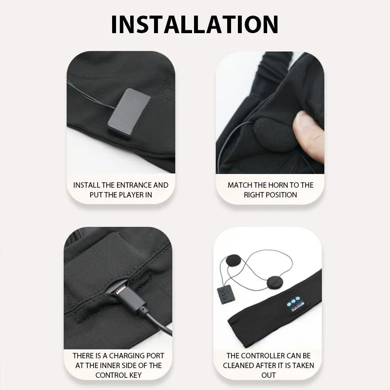 Wireless Bluetooth Headband Sleeping Headphones Sports Earphone/Headscar Music Hat with HD Stereo Speakers Eye Maskfor Side Sl