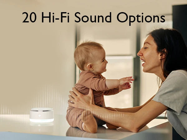 Momcozy Sound Machine for Baby, Portable Rechargeable, 20 Sleep Sounds White Noise Machine with Nursery Night Light, Travel