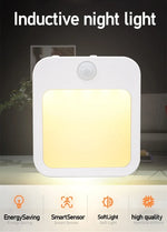 Motion Sensor LED Night Lights EU Plug Dimmable Cabinet Light for Baby Bedside Bedroom Corridor Wireless Night Lamp Lighting
