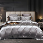 High End Mulberry S i l k Jacquard Bedding Set4-piece Duvet Cover Set 200*230CM 220*240CM Flat Sheet Bedding