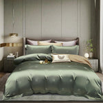 High End Mulberry S i l k Jacquard Bedding Set4-piece Duvet Cover Set 200*230CM 220*240CM Flat Sheet Bedding