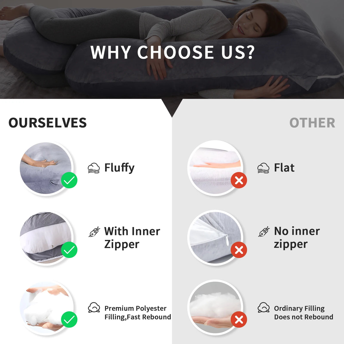 G-Shaped Full Body Pregnancy Pillow – Maternity Support for Comfortable, Restful Sleep