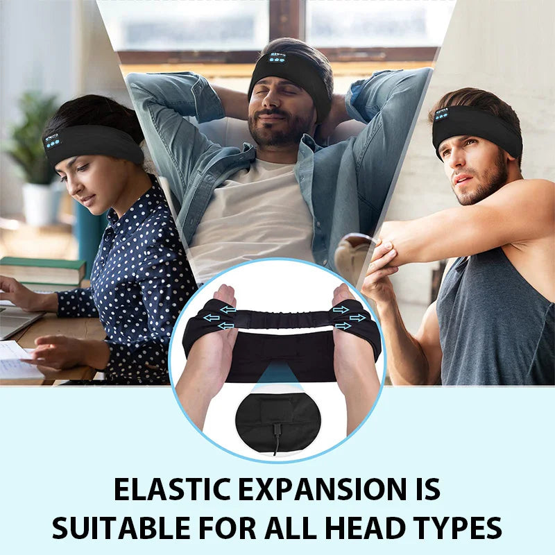 Wireless Bluetooth Headband Sleeping Headphones Sports Earphone/Headscar Music Hat with HD Stereo Speakers Eye Maskfor Side Sl