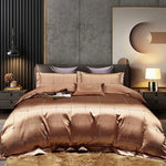High End Mulberry S i l k Jacquard Bedding Set4-piece Duvet Cover Set 200*230CM 220*240CM Flat Sheet Bedding