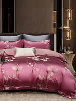 High End Mulberry S i l k Jacquard Bedding Set4-piece Duvet Cover Set 200*230CM 220*240CM Flat Sheet Bedding