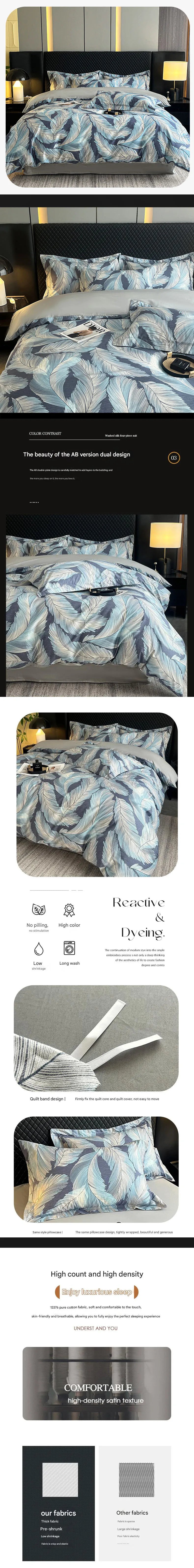 3 pc 100%Egyptian Cotton Duvet Cover set printing Duvet Cover single bed double bed Extra King Set Soft Comfortable Bedding