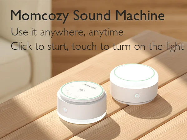 Momcozy Sound Machine for Baby, Portable Rechargeable, 20 Sleep Sounds White Noise Machine with Nursery Night Light, Travel
