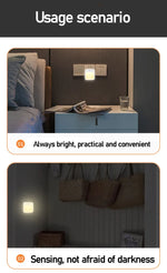 Motion Sensor LED Night Lights EU Plug Dimmable Cabinet Light for Baby Bedside Bedroom Corridor Wireless Night Lamp Lighting