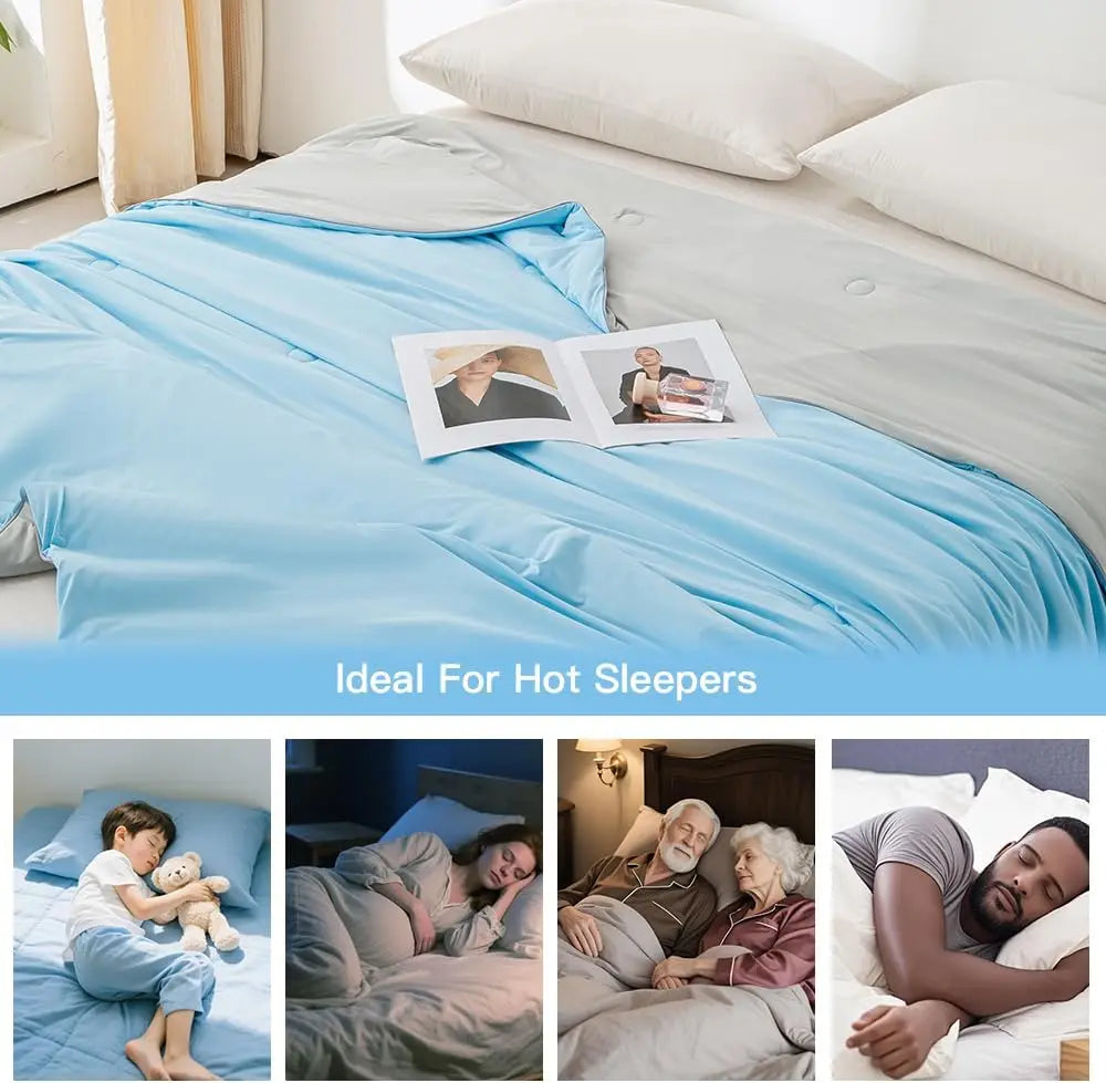 Cool Blanket for Bed Smooth Double Side Cooling Fabric Summer Quilts Silky Breathable Air Condition Comforter Thin Duvet Queen