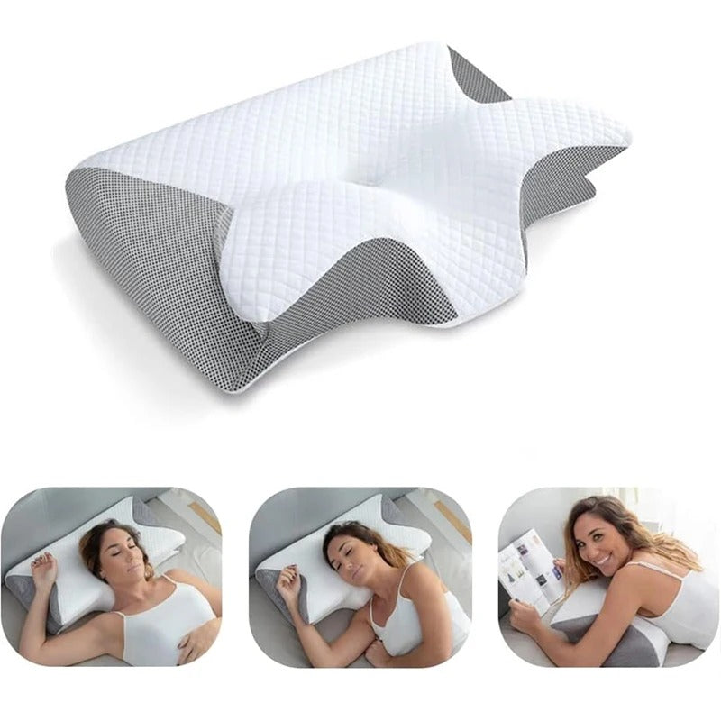2-in-1 Memory Foam Neck Pillow – Orthopedic Contour Support