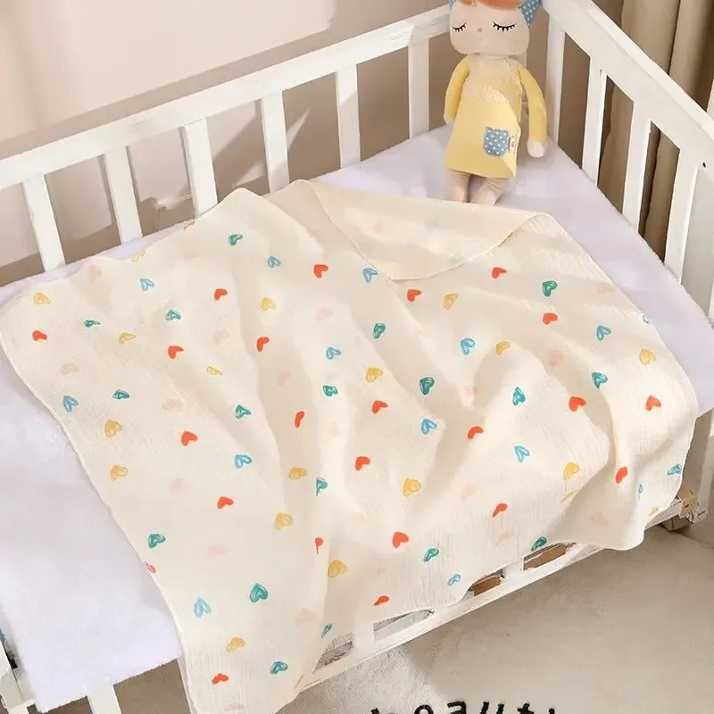 80x80cm Cotton Muslin Baby Swaddle Blanket – Soft & Breathable