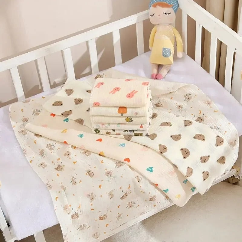 80x80cm Cotton Muslin Baby Swaddle Blanket – Soft & Breathable