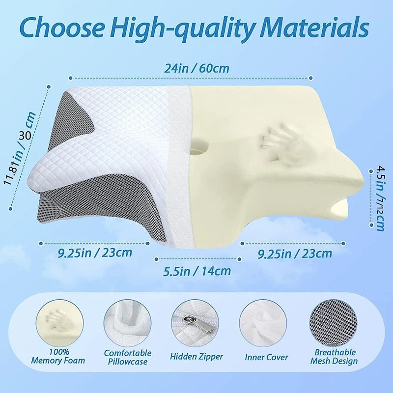 2-in-1 Memory Foam Neck Pillow – Orthopedic Contour Support