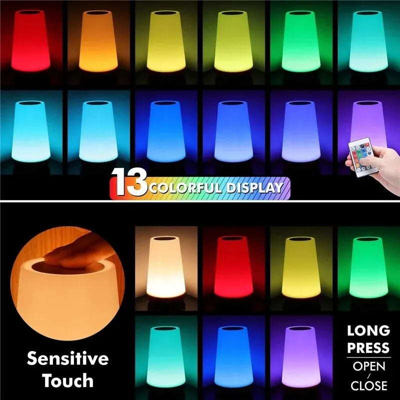 Rechargeable Night Light – 13 Colors, Touch & Remote Control Lamp