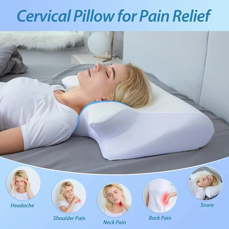 2-in-1 Memory Foam Neck Pillow – Orthopedic Contour Support