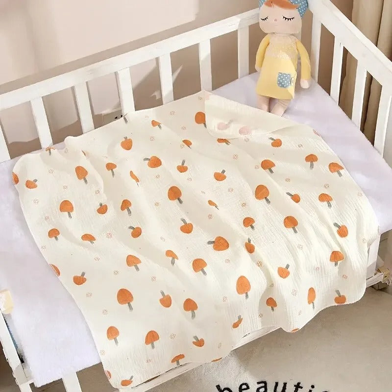 80x80cm Cotton Muslin Baby Swaddle Blanket – Soft & Breathable