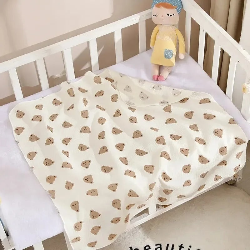 80x80cm Cotton Muslin Baby Swaddle Blanket – Soft & Breathable