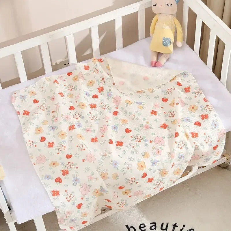 80x80cm Cotton Muslin Baby Swaddle Blanket – Soft & Breathable
